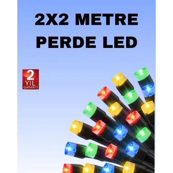 Noel Ve Parti Dekorasyonu İçin 2x2 Led Perde Işık – 8 Fonksiyonlu