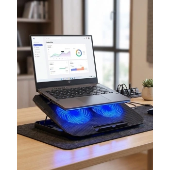 Notebook Soğutucu Fanlı Stand Usb Portlu 8 Kademe Laptop Sehpası
