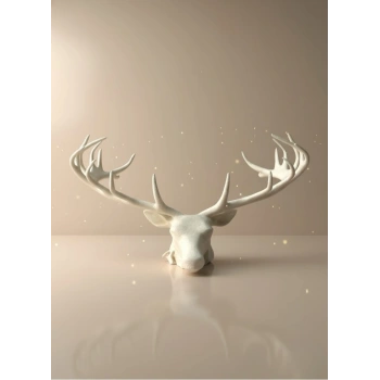 Odern Geyik Başı Biblo 25 Cm Zarif Masa Üstü Dekor