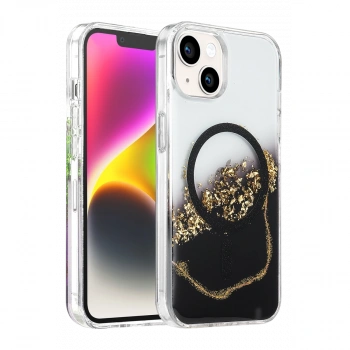 Onegif Apple İphone 15 Lotus Simli Magsafe Kapak - Siyah