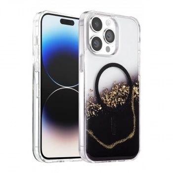 Onegif Apple İphone 15 Pro Max Lotus Simli Magsafe Kapak - Siyah