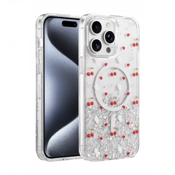 Onegif Apple İphone 15 Pro Max Misk Simli Magsafe Kapak - Desen 5