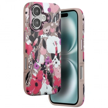Onegif Apple İphone 16 Flower Series Magsafe Kapak - Pembe