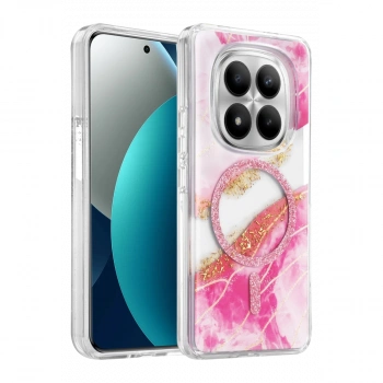 Onegif Xiaomi Redmi Note 15 Pro 5g Lotus Simli Magsafe Kapak - Pembe