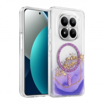 Onegif Xiaomi Redmi Note 15 Pro Plus 5g Lotus Simli Magsafe Kapak - Mor