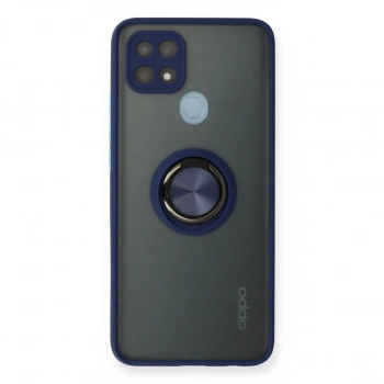 Oppo A15 Kılıf Montreal Yüzüklü Silikon Kapak - Lacivert