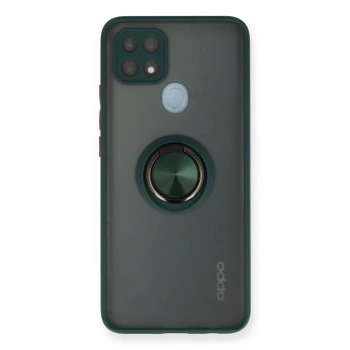 Oppo A15 Kılıf Montreal Yüzüklü Silikon Kapak - Yeşil