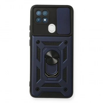 Oppo A15 Kılıf Pars Lens Yüzüklü Silikon - Lacivert