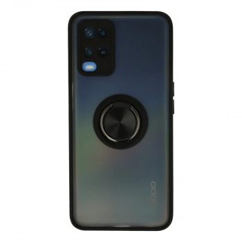 Oppo A54 4g Kılıf Montreal Yüzüklü Silikon Kapak - Siyah