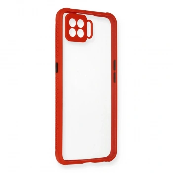 Oppo A73 Kılıf Miami Şeffaf Silikon - Kırmızı