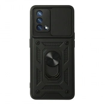 Oppo A74 4g Kılıf Pars Lens Yüzüklü Silikon - Siyah