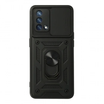 Oppo A74 4g Kılıf Pars Lens Yüzüklü Silikon - Siyah