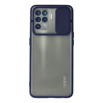 Oppo Reno 5 Lite Kılıf Palm Buzlu Kamera Sürgülü Silikon - Lacivert