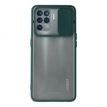 Oppo Reno 5 Lite Kılıf Palm Buzlu Kamera Sürgülü Silikon - Yeşil