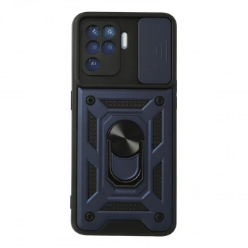 Oppo Reno 5 Lite Kılıf Pars Lens Yüzüklü Silikon - Lacivert