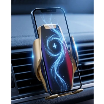Otomatik Açılan Araç Telefon Tutucu Kablosuz Şarj Ve Tek Elle Kullanım