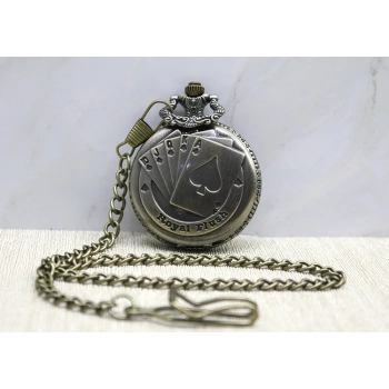 Oyun Kartı Tasarımlı Köstekli Saat