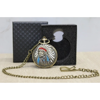 Özel Kutulu Kızılderili Köstekli Saat Alk4677