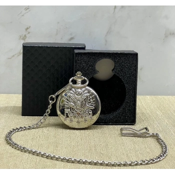Özel Kutulu Osmanlı Devlet Arması Gümüş Köstekli Saat Alk4665