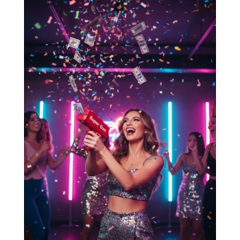 Para Dolar Saçma Para Atma Tabancası Otomatik Kırmızı Oyuncak