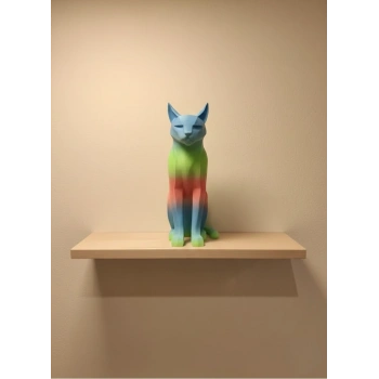 Pastel Rainbow Kedi Figürü Masa Ve Raf Üstü Ev Dekorasyonu