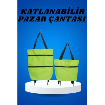 Pazar Arabası Ve Alışveriş Çantası Çift Yönlü Kolay Tekerlekli Taşınabilir