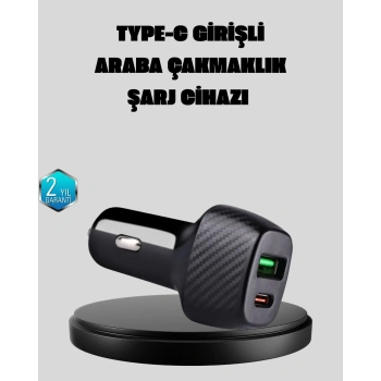 Pd Destekli 38w Araç Şarj Başlığı Type-c + Usb Çift Çıkış Hızlı Şarj