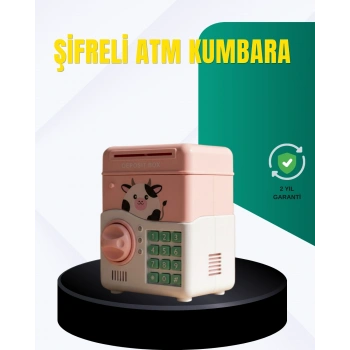 Pembe Şifreli Eğitici Atm Kasa Çocuk Kumbarası