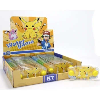 Pikachu Baskılı Sulu Oyun - Şeffaf Gövdeli Dikdörtgen El Konsolu Su Oyunu Alk3990