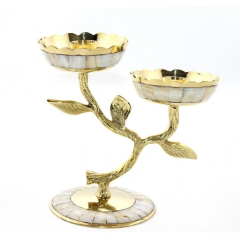 Pirinç Sedefli 2li Şamdan