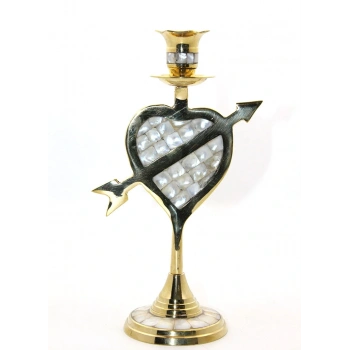 Pirinç Sedefli Tekli Şamdan 20 Cm