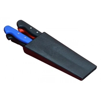 Plastik Bıçak Kütüklüğü 4 Lü - Kırmızı, Plastik, Kemerlikli Bıçak Çanta