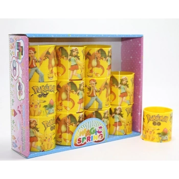 Pokemon Baskılı Stres Yayı - Sarı Plastik Nostaljik Oyuncak 12li Seti Alk3984