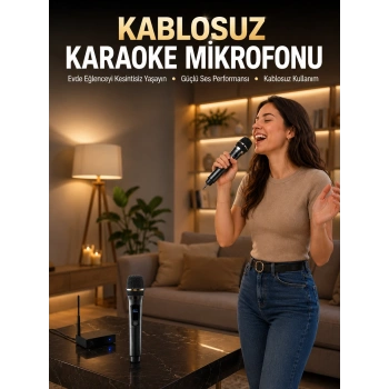 Profesyonel Kablosuz Mikrofon Seti Çift Mikrofonlu
