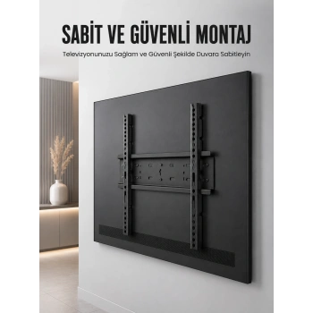 Profesyonel Sabit Tv Askı Aparatı  Ultra Dayanıklı Çelik Duvar Montaj Braketi 50-95 İnç