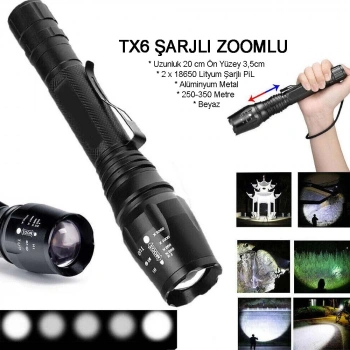Profesyonel Tx6 Şarjlı Zoomlu El Feneri  Wt-241