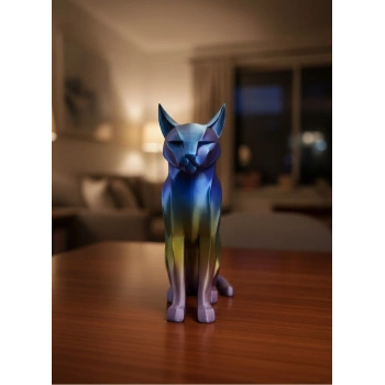 Rainbow Renkli Kedi Biblosu Dekoratif Masa Ve Raf Süsü