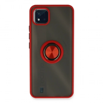 Realme C11 2021 Kılıf Montreal Yüzüklü Silikon Kapak - Kırmızı