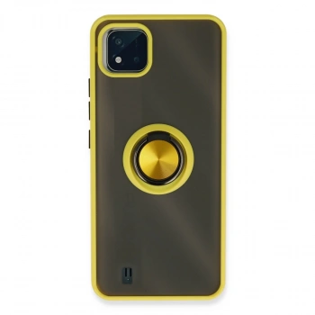 Realme C11 2021 Kılıf Montreal Yüzüklü Silikon Kapak - Sarı