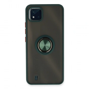 Realme C11 2021 Kılıf Montreal Yüzüklü Silikon Kapak - Yeşil