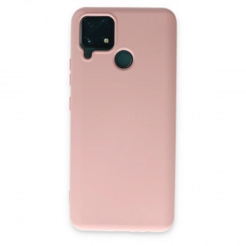 Realme C15 Kılıf Nano İçi Kadife Silikon - Pudra