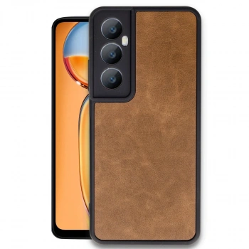 Realme C65 Kılıf Aras Deri Kapak - Taba