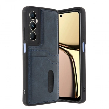 Realme C65 Sara Kartvizitli Deri Kılıf - Lacivert