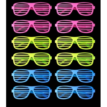 Retro Neon Fosforlu Panjur Gözlük - 12 Adet