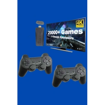Retro Oyunlar 4k Game Stick 2.4g Kablosuz Çift Kol 3500 Oyun Atari