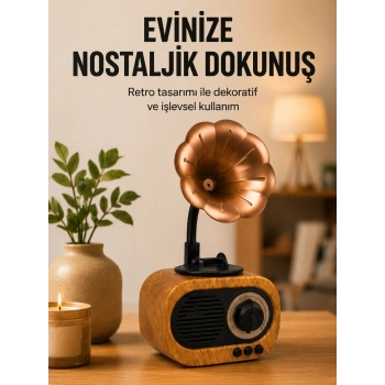 Retro Tasarımlı Mini Bluetooth Hoparlör Ve Fm Radyo Çoklu Medya Yeni Nesil