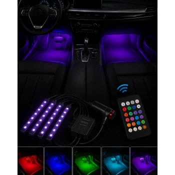 Rgb Araç İçi Şerit Led Seti Müzik Kontrollü Ambiyans Aydınlatma