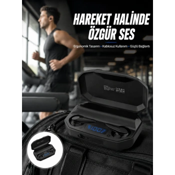 Rgb Işıklı Çift Mikrofonlu Siyah Profesyonel  Kulaklığı Kablosuz Kulakiçi Yeni Nesil
