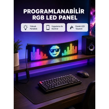 Rgb Led Panel – Çok Renkli, Kumandalı, Usb Bağlantılı Yazı Ve Gıf Gösterimli Akıllı Lamba