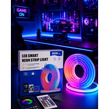 Rgb Neon Led Şerit Işık Kumandalı Usb Girişli Su Geçirmez Şerit Led